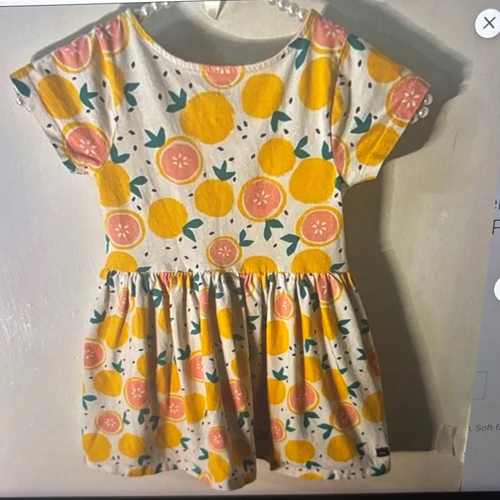 Tea Collection Lemon Grapefruit Print Dress 5 Cottagecore Whimsy Playful Design - Picture 2 of 9
